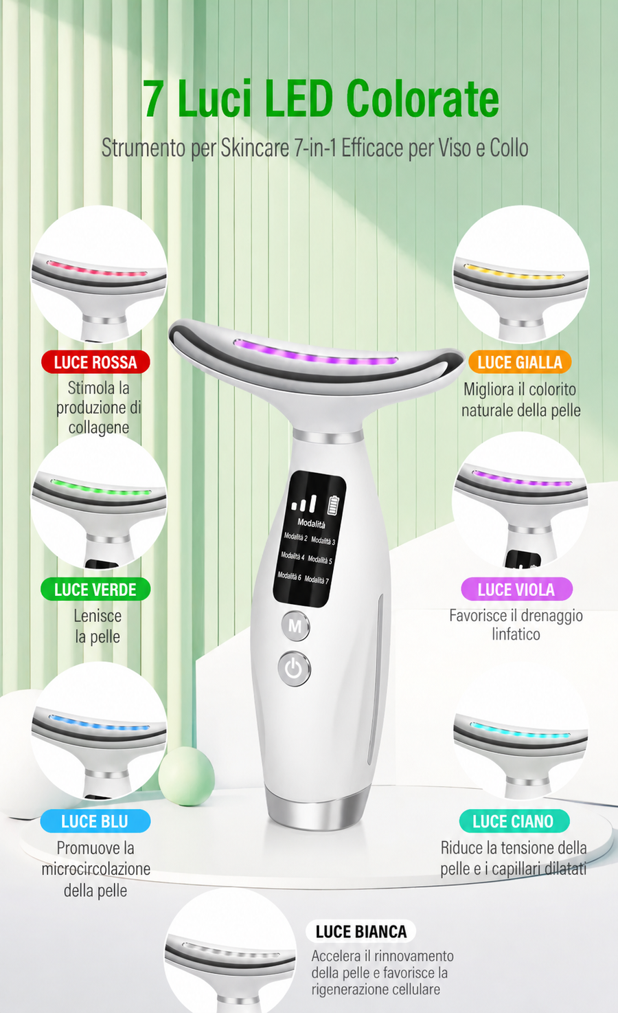 Massaggiatore Viso EMS 7 Colori